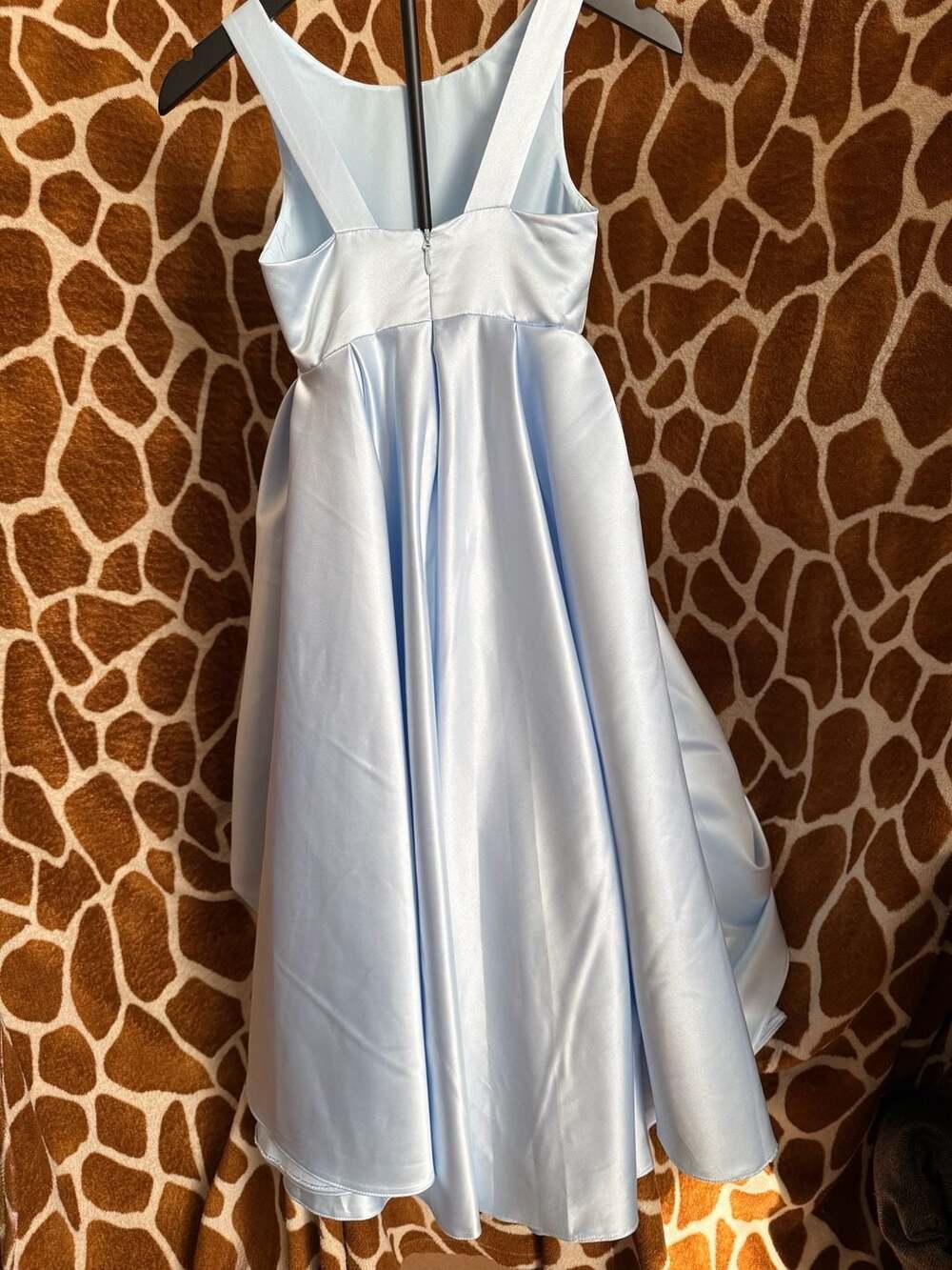 Flower Girl Bridesmaid Soft Satin Sleeveless Dress Baby Blue - Picture 3 of 9